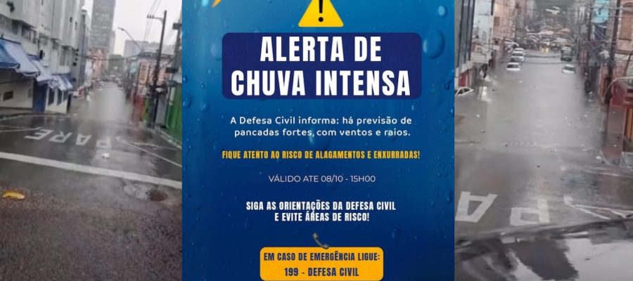 Manaus está sob alerta de chuvas intensas e atípicas